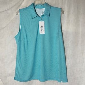 WALTER HAGEN WOMEN'S JACQUARD SLEEVELESS GOLF POLO NWT XL Teal Crush 28 inches
